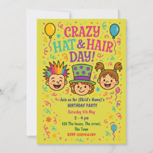 Crazy Pet & Hair Day Kinderverjaardagsfeestje Kaart