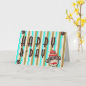 Crazy Pet Happy Birthday Sock Monkey Kaart (Gele Bloem)