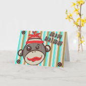 Crazy Pet Happy Birthday Sock Monkey-kaart Kaart (Gele Bloem)
