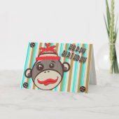 Crazy Pet Happy Birthday Sock Monkey-kaart Kaart (Voorkant)