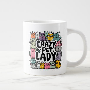 Crazy Pet Lady – Kleurrijke Honden en Katten Grote Koffiekop