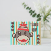 Crazy Pet Sock Monkey Bedankt Briefkaart (Staand voorkant)