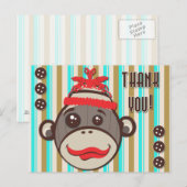 Crazy Pet Sock Monkey Bedankt Briefkaart (Voorkant / Achterkant)