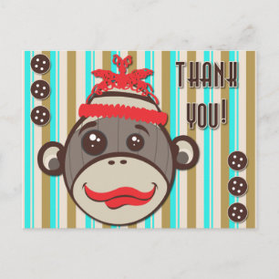 Crazy Pet Sock Monkey Bedankt Briefkaart