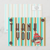 Crazy Pet Sock Monkey Bedankt Briefkaart (Voorkant / Achterkant)