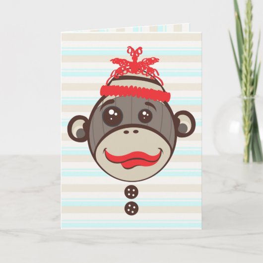 Crazy Pet Sock Monkey Bedankt Card (Voorkant)
