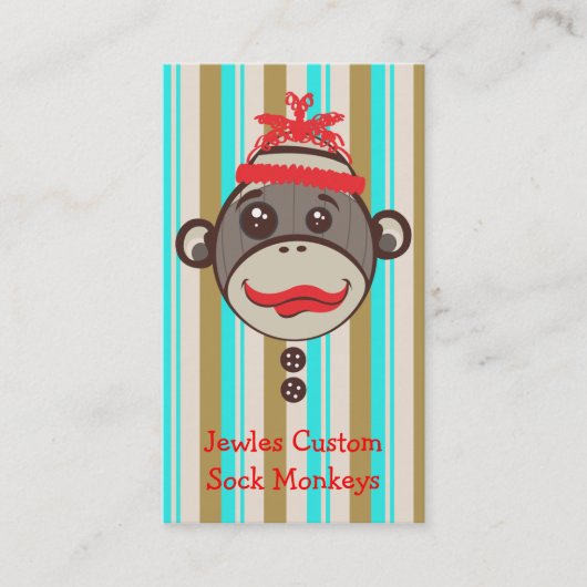 Crazy Pet Sock Monkey Etsy Desinger Creative Visitekaartje (Voorkant)