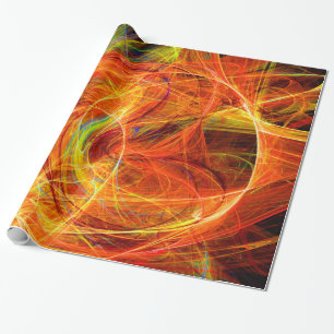 CRAZY PHOTON Abstract Geel Oranje Fractale cirkels Cadeaupapier