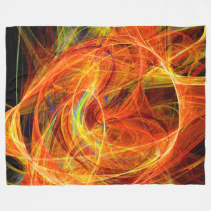 CRAZY PHOTON Abstract Geel Oranje Fractale cirkels Fleece Deken