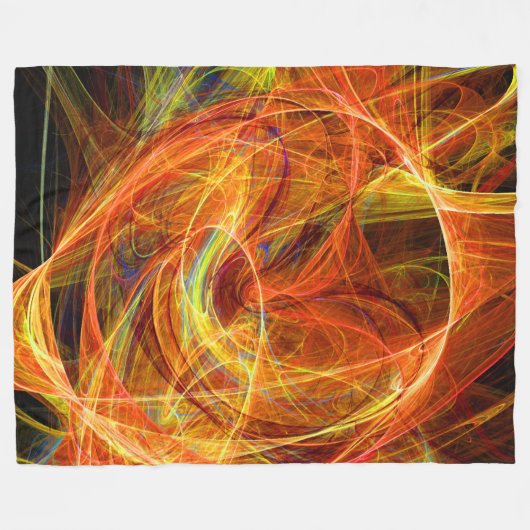 CRAZY PHOTON Abstract Geel Oranje Fractale cirkels Fleece Deken (Voorkant (Horizontaal))