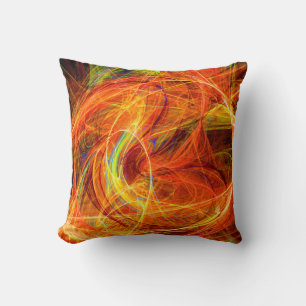 CRAZY PHOTON Abstract Geel Oranje Fractale cirkels Kussen
