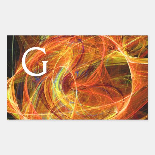 CRAZY PHOTON Abstract Geel Oranje Fractale cirkels Rechthoekige Sticker (Voorkant)
