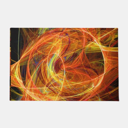 CRAZY PHOTON Abstract Oranje Gele Fractale Zwervel Deurmat (Voorkant)