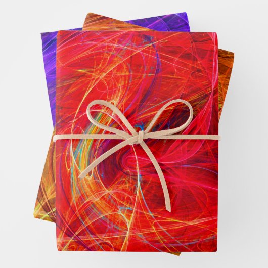 CRAZY PHOTON Abstracte kleurrijke fractale cirkels Inpakpapier Vel (In situ)