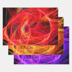 CRAZY PHOTON Abstracte kleurrijke fractale cirkels Inpakpapier Vel