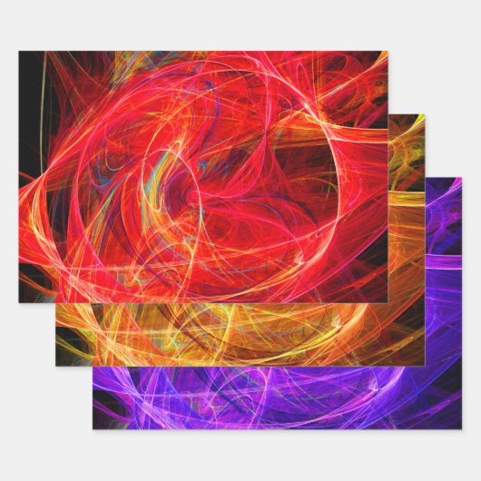 CRAZY PHOTON Abstracte kleurrijke fractale cirkels Inpakpapier Vel (Set)