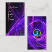 CRAZY PHOTON MONOGRAM blauw paars Visitekaartje (Voorkant / Achterkant)