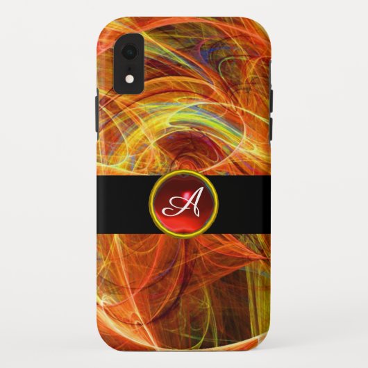 CRAZY PHOTON RED RUBY GEM STONE MONOGRAM Case-Mate iPhone CASE (Achterkant)