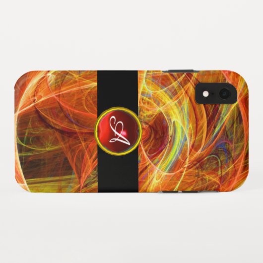 CRAZY PHOTON RED RUBY GEM STONE MONOGRAM Case-Mate iPhone CASE (Achterkant (horizontaal))