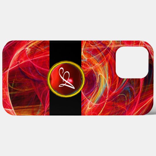 CRAZY PHOTON RED RUBY GEM STONE MONOGRAM Case-Mate iPhone CASE (Achterkant (horizontaal))