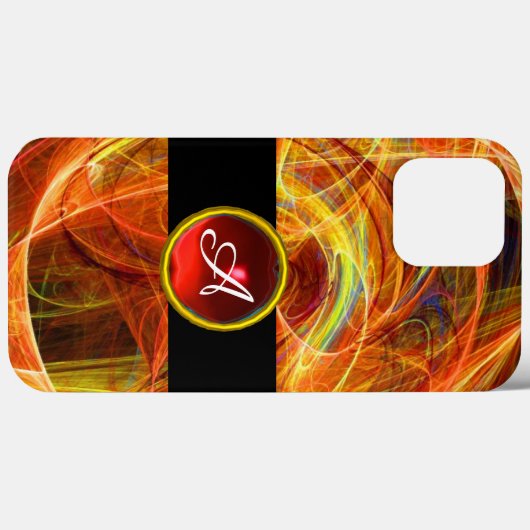 CRAZY PHOTON RED RUBY GEM STONE MONOGRAM Case-Mate iPhone CASE (Achterkant (horizontaal))