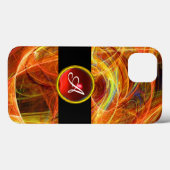 CRAZY PHOTON RED RUBY GEM STONE MONOGRAM Case-Mate iPhone CASE (Achterkant (horizontaal))