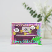 Crazy Piano Dragons zegt dat je een geweldige dag  Briefkaart (Staand voorkant)