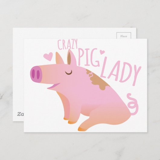 Crazy Pig Lady Briefkaart (Voorkant / Achterkant)