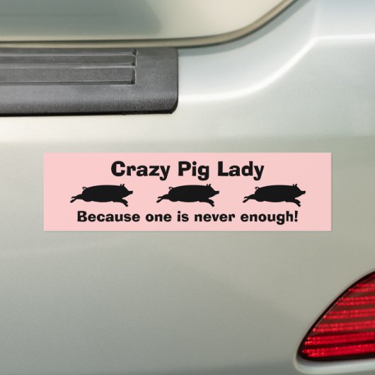 Crazy Pig Lady Bumperstickers (Op auto)
