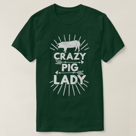 Crazy Pig Lady Farm Farmer Pig Lover Premium  T-shirt (Design voorkant)