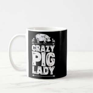 Crazy Pig Lady Farmer Boerderij Animal Women Girls Koffiemok