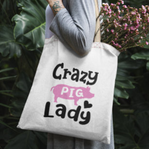 Crazy Pig Lady grappig varken Tote Bag