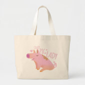Crazy Pig Lady Grote Tote Bag (Voorkant)