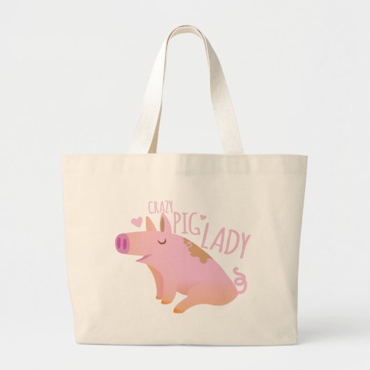 Crazy Pig Lady Grote Tote Bag (Voorkant)