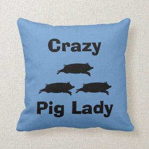 Crazy Pig Lady Pillow Kussen