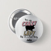 Crazy Pig Lady Ronde Button 5,7 Cm (Voorkant /achterkant)