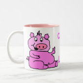 "Crazy Pig Lady" Roze Cartoon Varkensische Mok (Links)