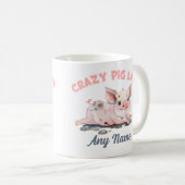 Crazy Pig Mok, Pig Lover Mok, Persoonlijke Gift Koffiemok (Voorkant rechts)