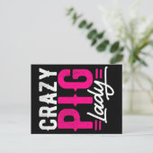 Crazy Pig | Vrouwe landbouw | Cute Gift Feestdagenkaart (Staand voorkant)