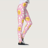 Crazy Pink Flower met Red Heart Eyes Leggings (Rechts)