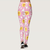 Crazy Pink Flower met Red Heart Eyes Leggings (Achterkant)