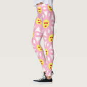 Crazy Pink Flower met Red Heart Eyes Leggings (Links)
