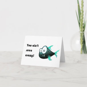 Crazy Piranha, Raar Grappig Cartoon Fish Design Notitiekaartje