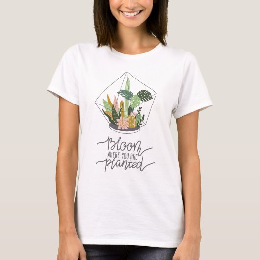 Crazy Plant Lady Art Bloom waar je bent geplant T-shirt (Voorkant)