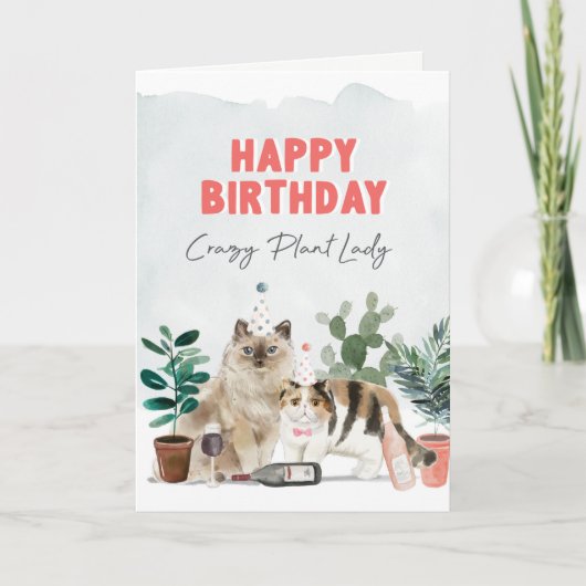 Crazy Plant Lady Birthday Card Bedankkaart (Voorkant)