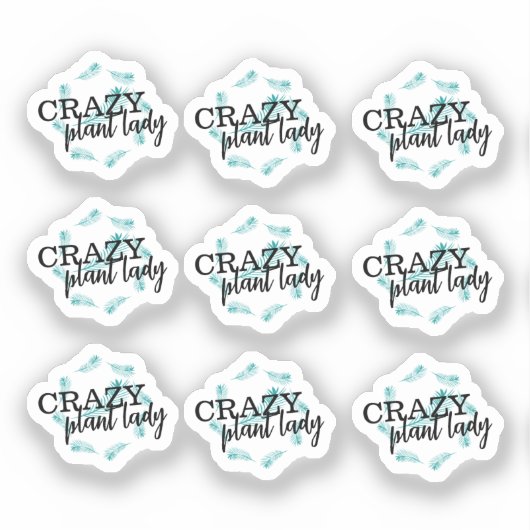 Crazy Plant Lady Blad Krans Sticker Set (Voorkant)