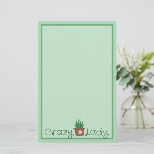Crazy Plant Lady Briefpapier (Staand voorkant)