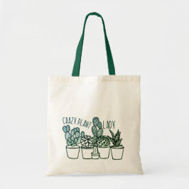 Crazy Plant Lady - Canvas Tas - Hunter Green