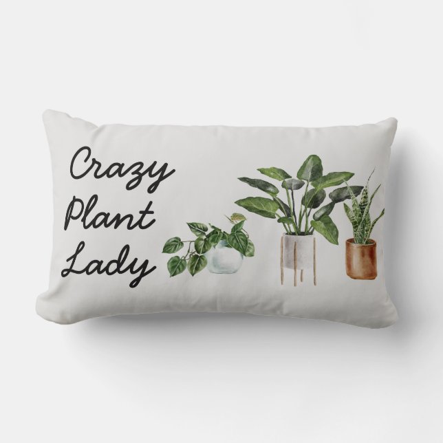 Crazy Plant Lady Chic Waterverf Planten Kussen (Voorkant)