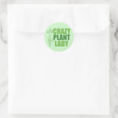 Crazy Plant Lady Cute Green Botanist Ronde Sticker (Tas)